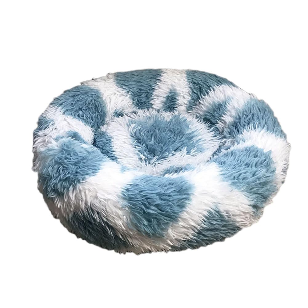YOUCAI Puppy Bed for Medium Small Dogs Cats Non-Slip Bottom Fluffy Calming Kitten Bed for Small Dog and Puppy Plush Cuddler Pet Bed Round Plush Dog Bed,A-Blue,120cm — image 1