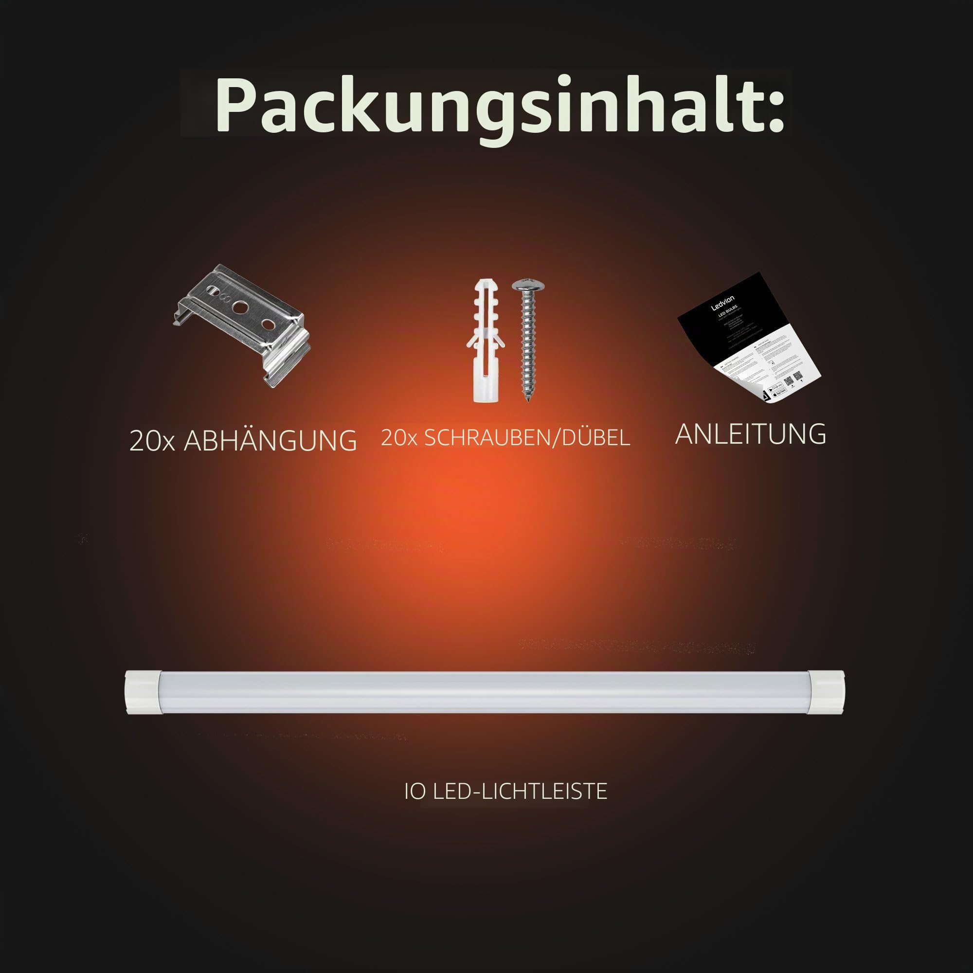 Ledvion - 10er set, Feuchtraumleuchte LED, 120cm, IP20, 30W, 120 lm/W, Neutralweiss, 4000K, Koppelbar, kellerleuchte, deckenleuchte, garagenbeleuchtung, werkstattbeleuchtung
