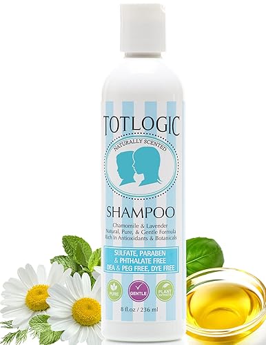 TotLogic Champú para niños sin sulfato, aroma original de 8 onzas, suave y sin parabenos, fórmula no tóxica a base de plantas, segura para bebés y