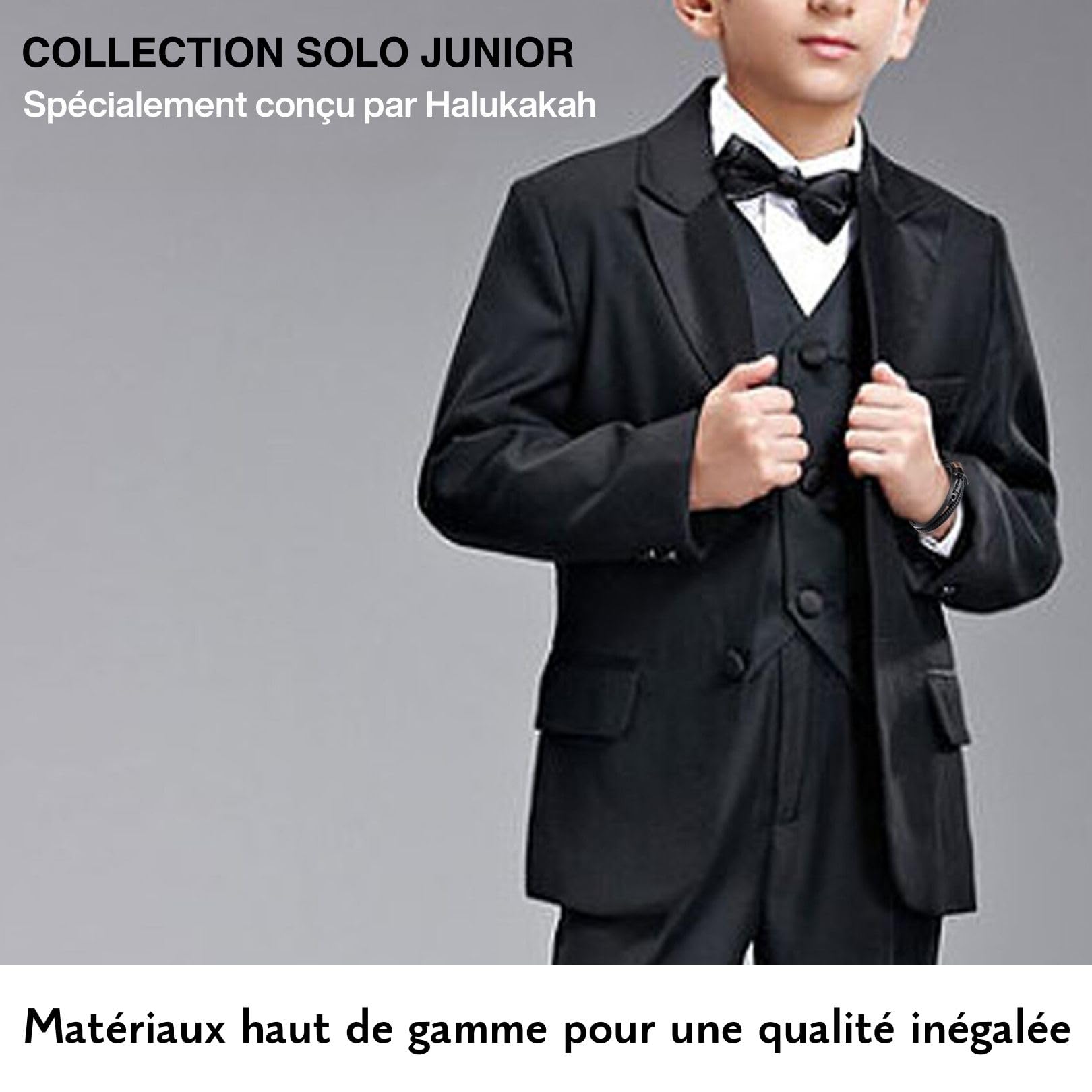 HALUKAKAH Enfant ● Voile Junior ● Garçons Cuir Véritable Tresse à la Main Ancre Bracelet 13-16 Ans. Titane Mat Fermoir Magnétique Argent Taille Réglable 18-19.5cm avec Le Boîte-Cadeau