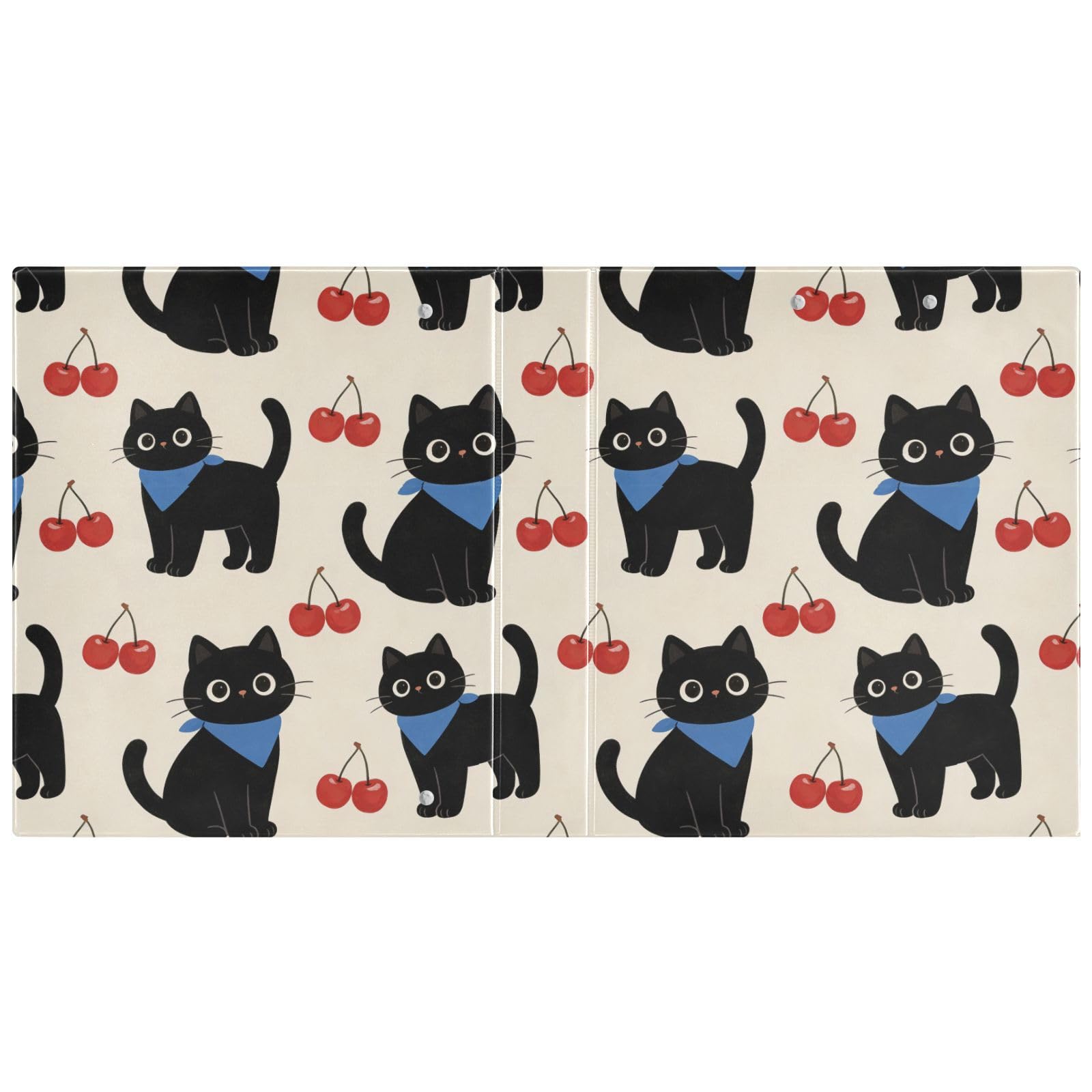 Cherry Cute Cat 3-pierścieniowy segregator 3.5 cm z kieszonkami PCW mieści 200 arkuszy na przybory szkolne i biurowe