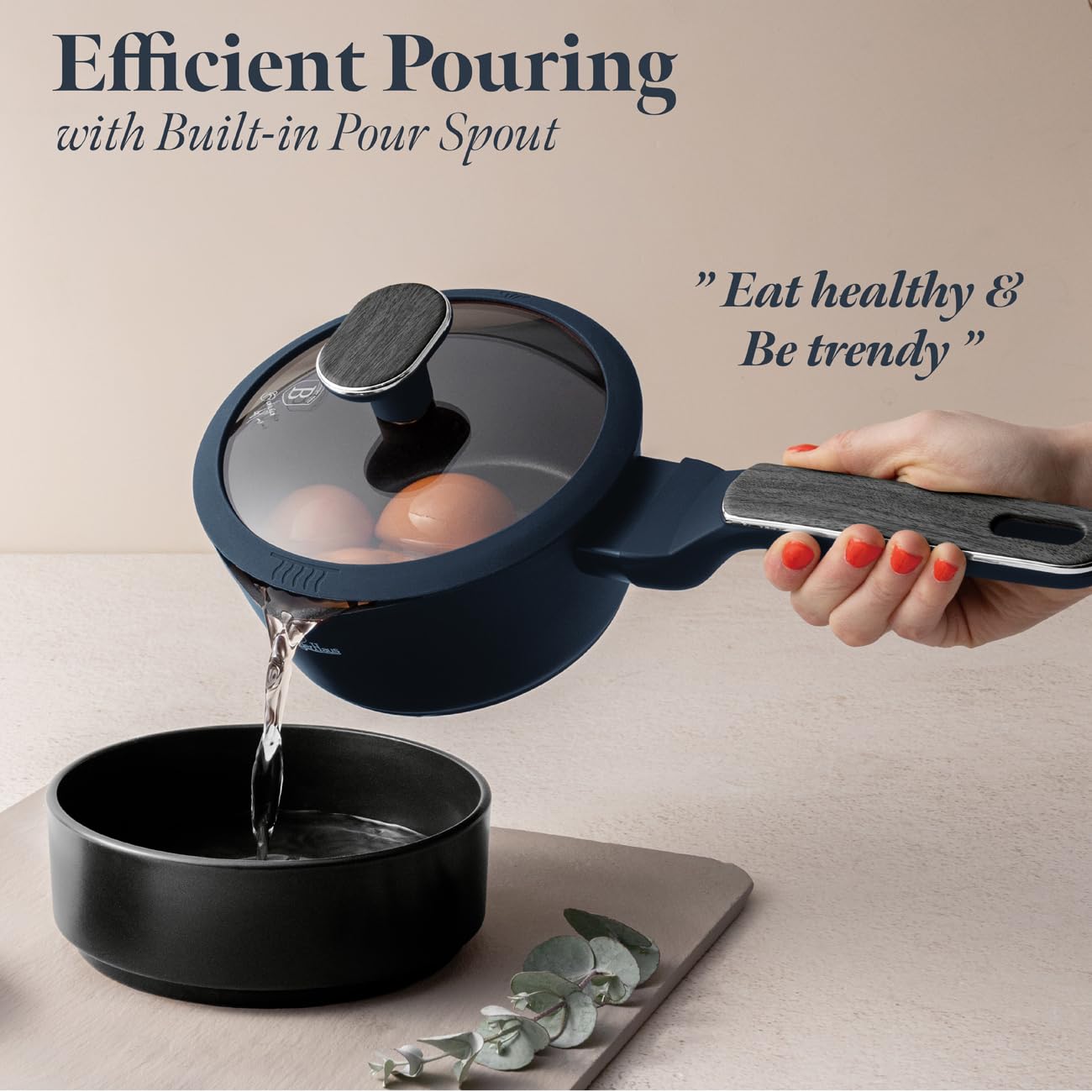 Berlinger Haus 15-teiliges Titan-beschichtetes Kochgeschirr Set - Deep Sea Kollektion, antihaftbeschichtet, langlebig, elegantes Design für effizientes Kochen und einfache Reinigung