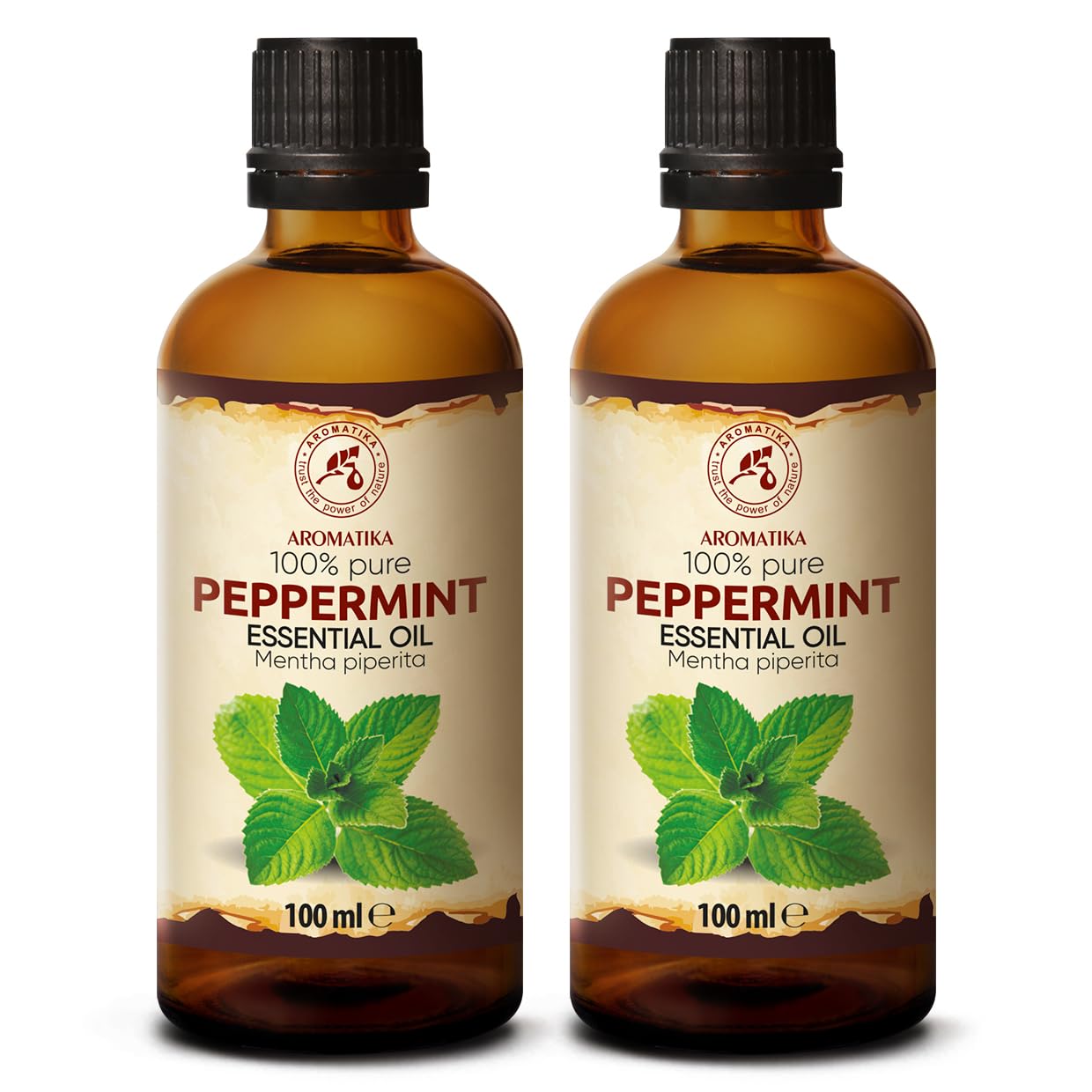 Olio essenziale di Menta Piperita 2x100 ml - Mentha Piperita - Naturale e Puro - Olio essenziali per Diffusori - Profumi per la Casa - Saponi e Candele - Sauna - Aroma Fresco - Aromaterapia