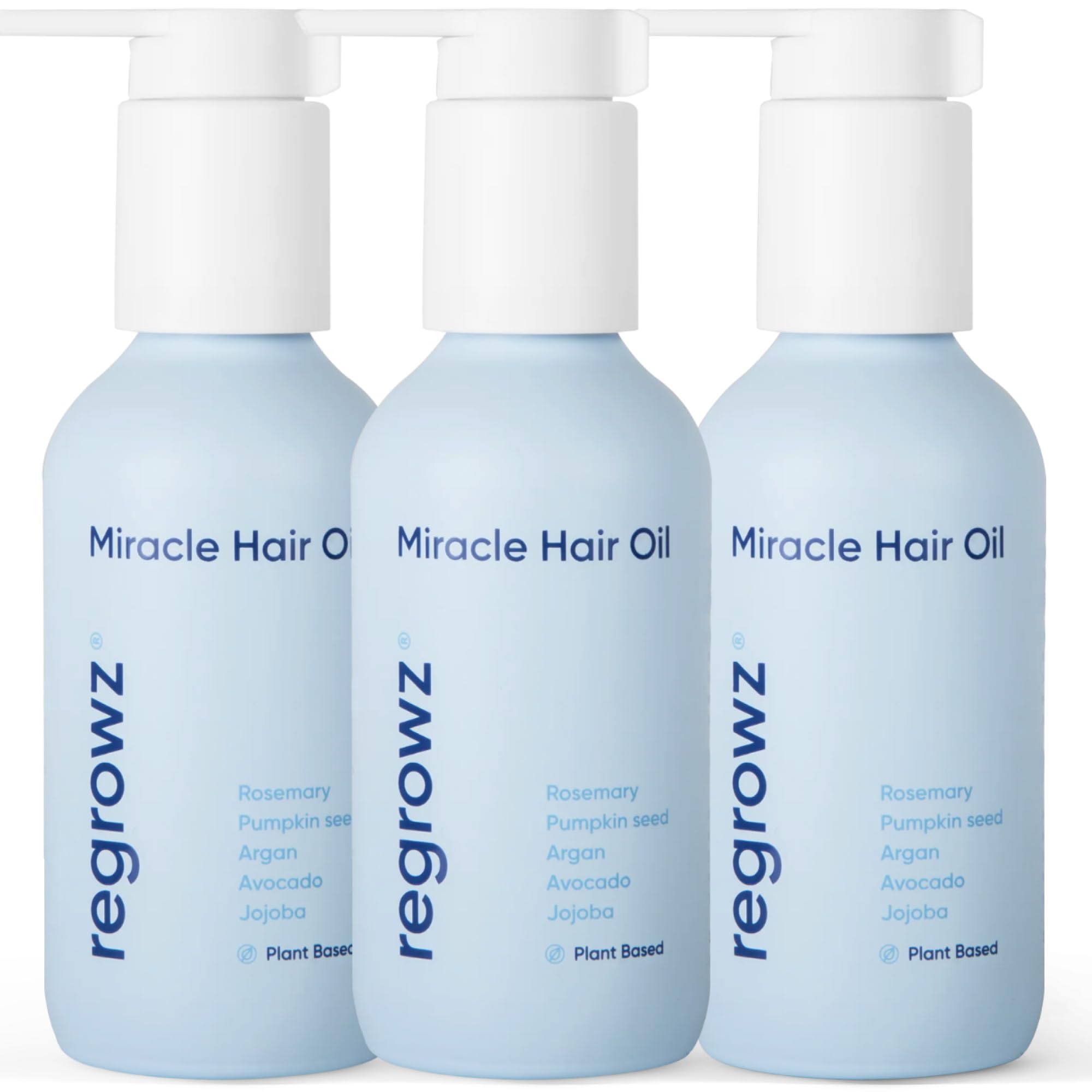 Regrowz Natural Hair Oil 3 x4.06 Fl Oz - Rosemary Hair Growth Oil with Argan & Jojoba – Strengthen, Hydrate & Moisturise Dry, Damaged Hair – Hair Loss Treatment