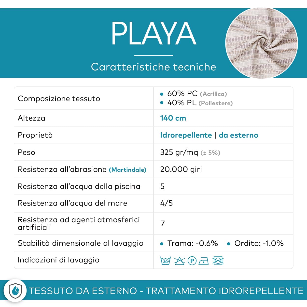 DESHOME Playa - Tela impermeable de exterior, al metro, resistente al metro, tejido por metro para tapicería, sofá, exterior, cojines, sillas, tumbonas, color gris