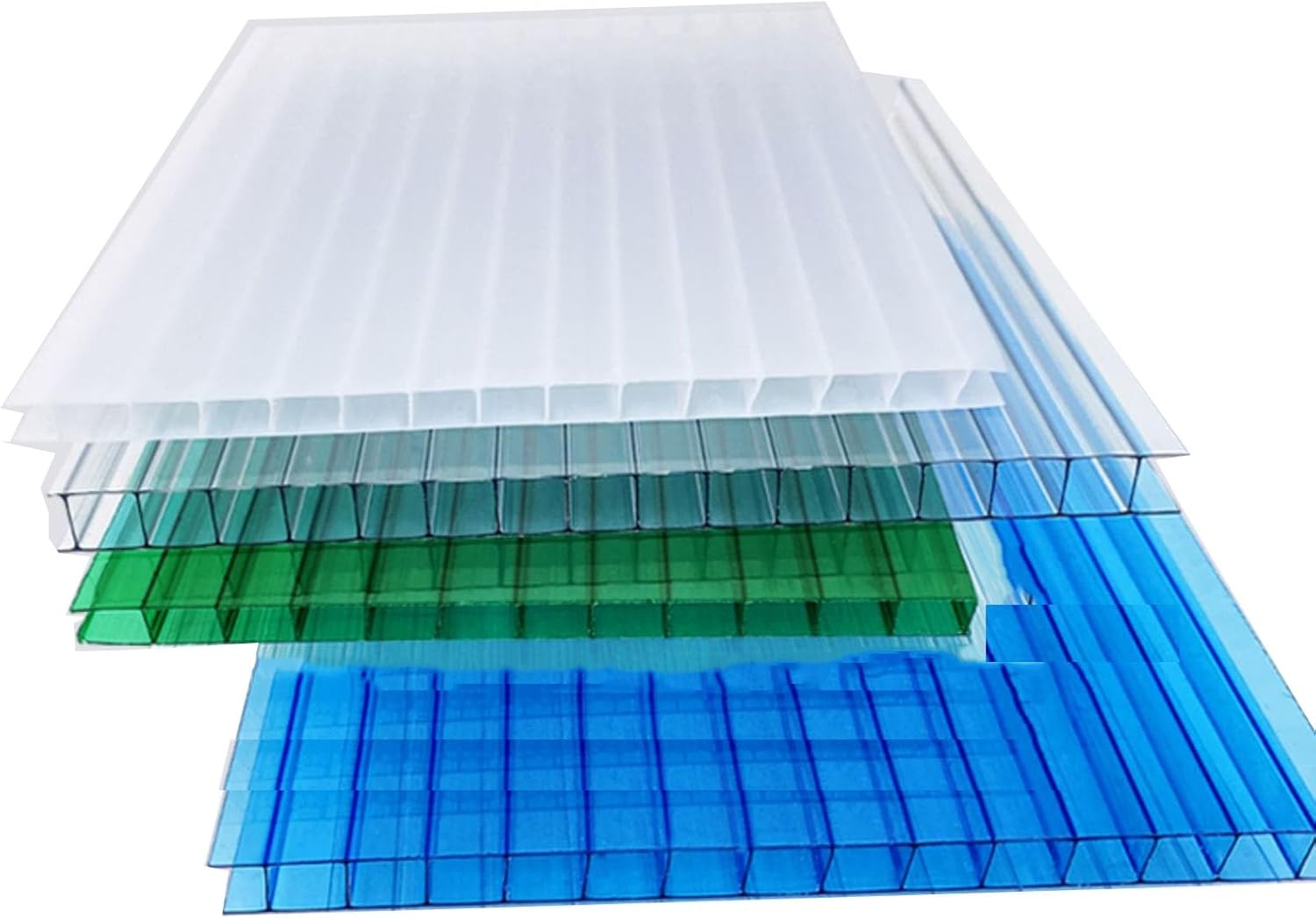 24-Piece Double-Layer Polycarbonate Greenhouse Panels, Lightweight Shatterproof Roofing, Plant Rack Canopies for Outdoor Greenhouses(White,100X50cm-10mm)