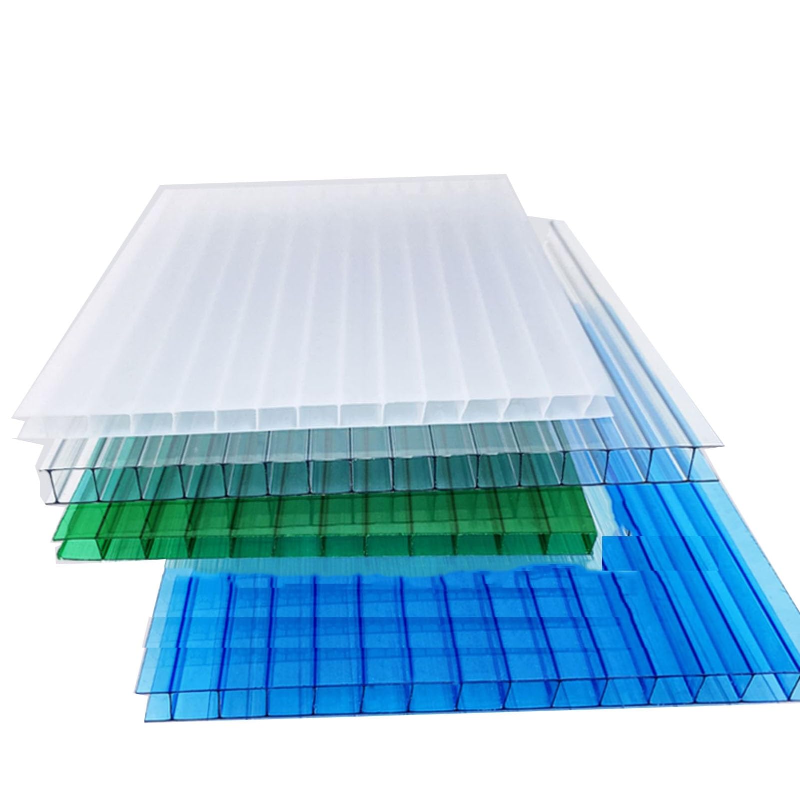 Generisch 24-teiliges Set doppelwandiger Polycarbonat-Gewächshauspaneele, leichte, bruchsichere Dachkonstruktion, Pflanzenregal-Überdachungen für Außengewächshäuser (transparent, 100 x 50 cm, 10 mm)