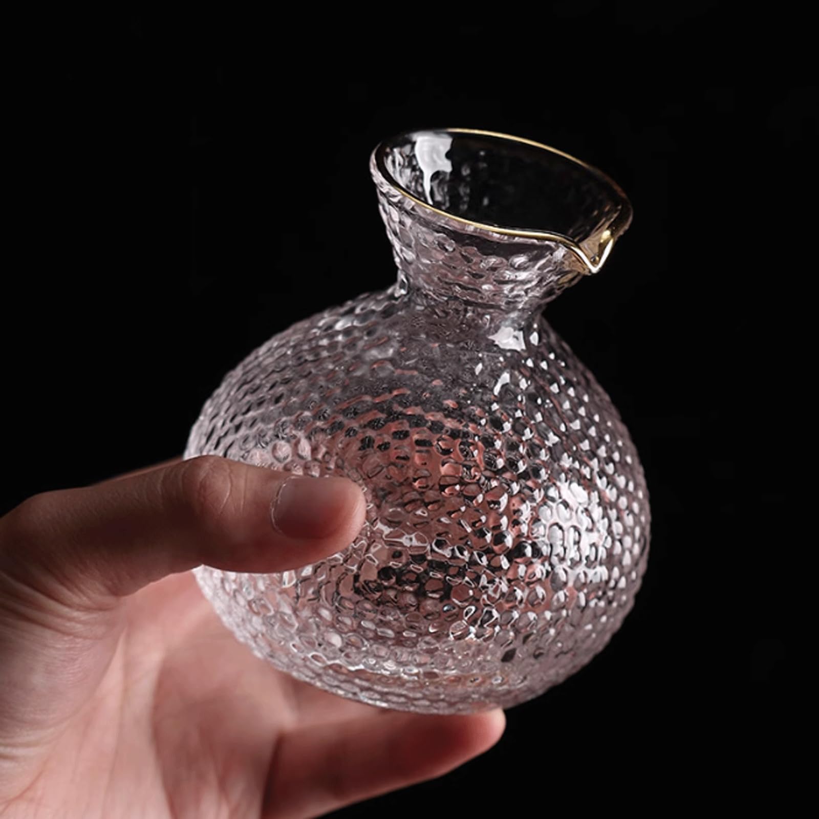 Szklany zestaw kubków do sake szklanki kubki rzemiosło japoński zestaw do sake młotkowany wzór kieliszki do wina zestaw 1 karafka do serwowania i 4 filiżanki