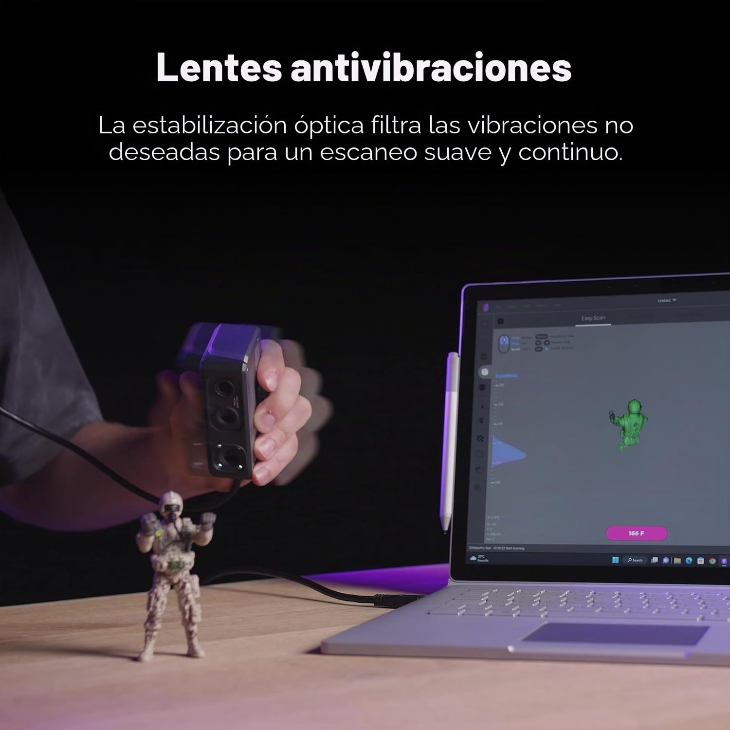 3DMakerpro Seal Lite Escáner 3D para Impresión 3D, Precisión 0,02 mm | Escáner 3D de precisión para objetos de 10-300 mm, textura mono, exportación STL/OBJ y compatible con Windows y Mac