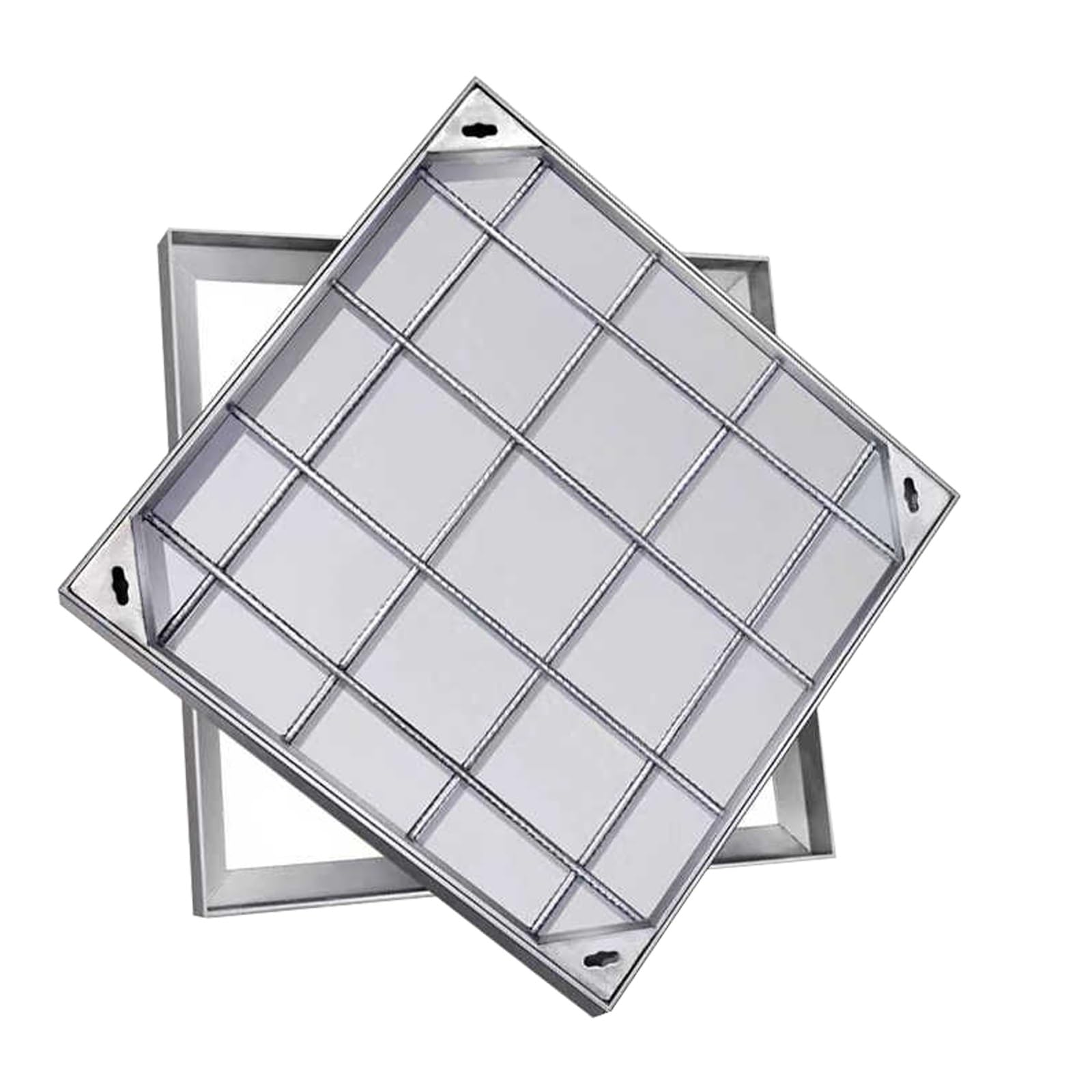 FCXWEVR Heavy Du 304 Stainless Steel Manhole CoverSquare Septic Tank Lid RecessedSewer Inspect Access Cover for Driveway 90x90cm (35.4x35.4in)