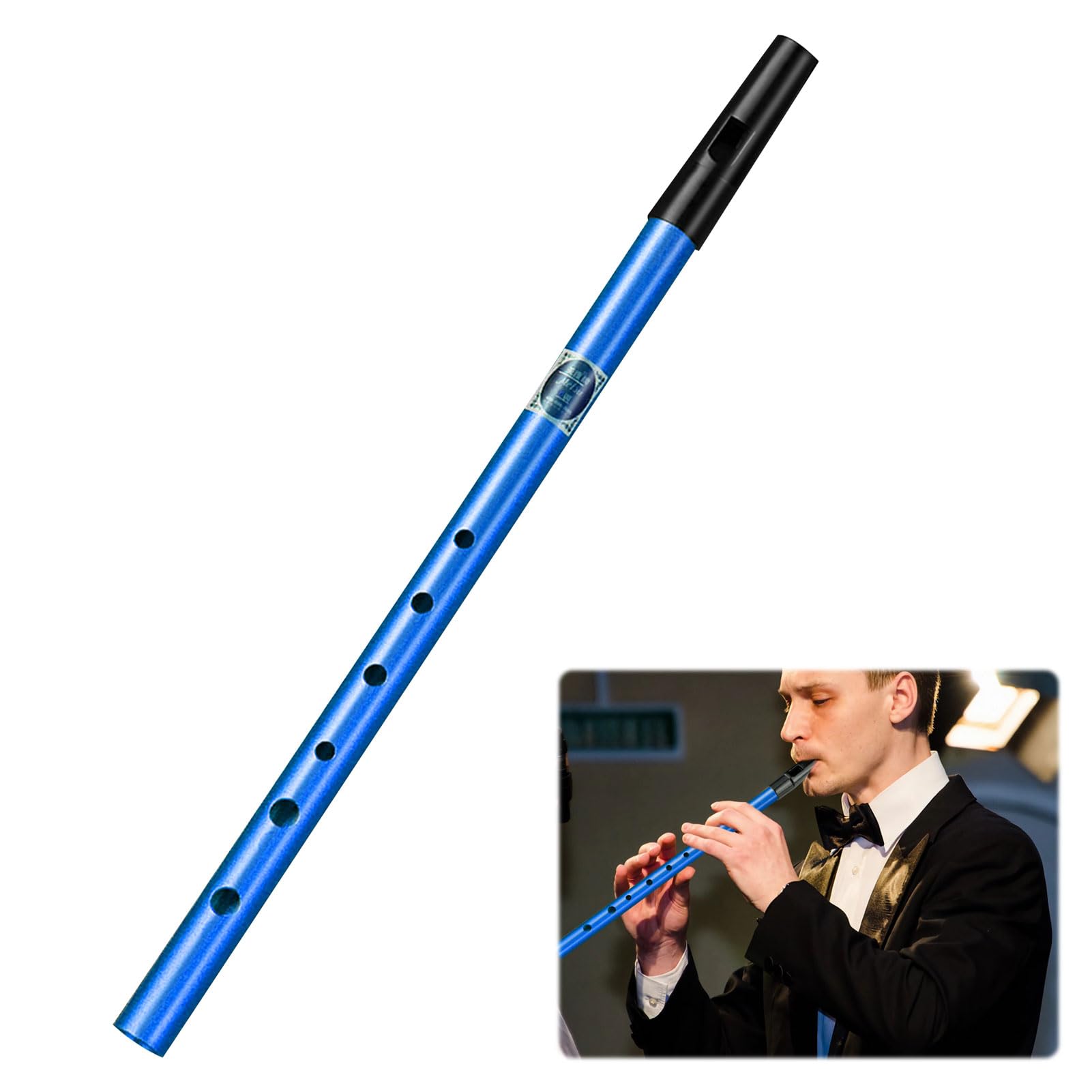 Alloy Tin Whistle D Major, Dark Blue Penny Whistles,Six Hole, Easy to Play, Traditional Music
