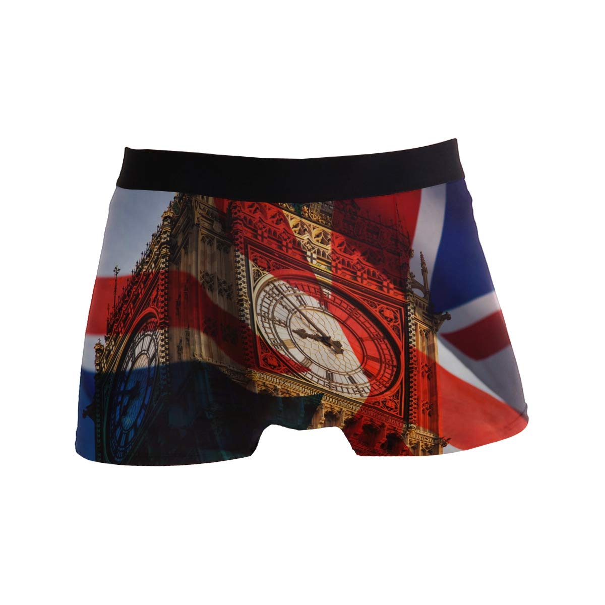 ZZKKOBritish Flag Big Ben Mens Boxer Briefs Underwear Breathable Stretch Boxer Trunk With Pouch S-XL