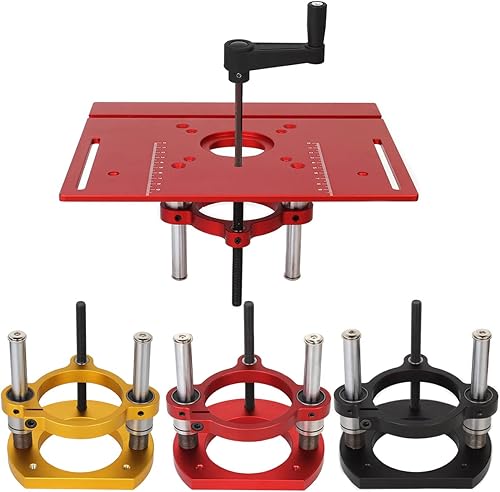 Miniatura 5 de Elevador de enrutador ajustable para máquina de recorte universal de 2.559 in de diámetro, base de enrutador debajo de la mesa de aluminio para Negro