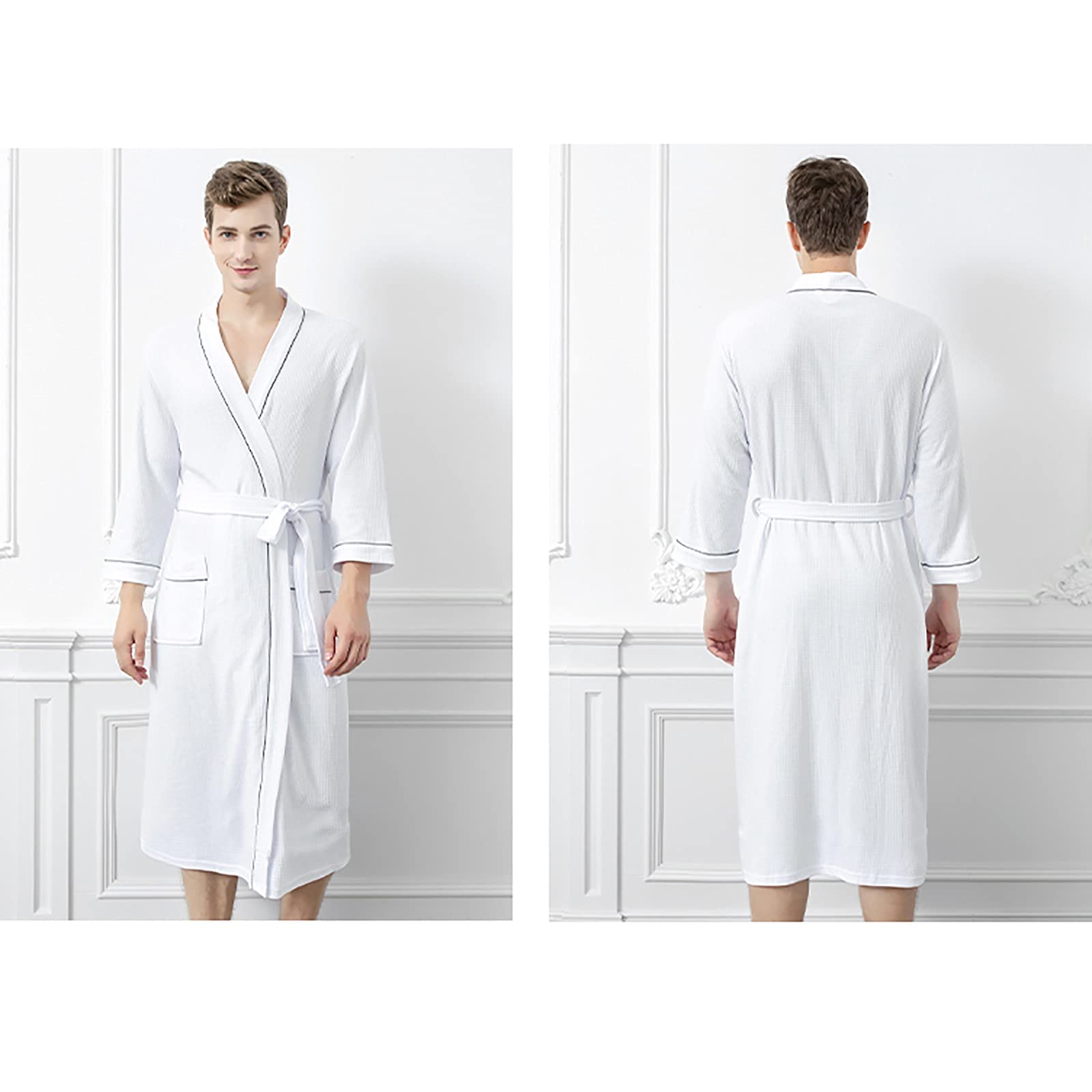 Peignoir de bain léger en coton gaufré pour femme - Peignoir de sauna en