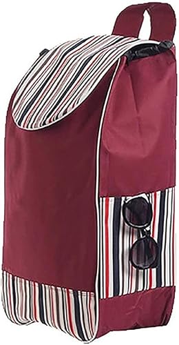 Bolsas de carrito de compras, bolsa de asas plegable de 40L, bolsas de carrito de compras de tela Oxford impermeable portátil, rojo