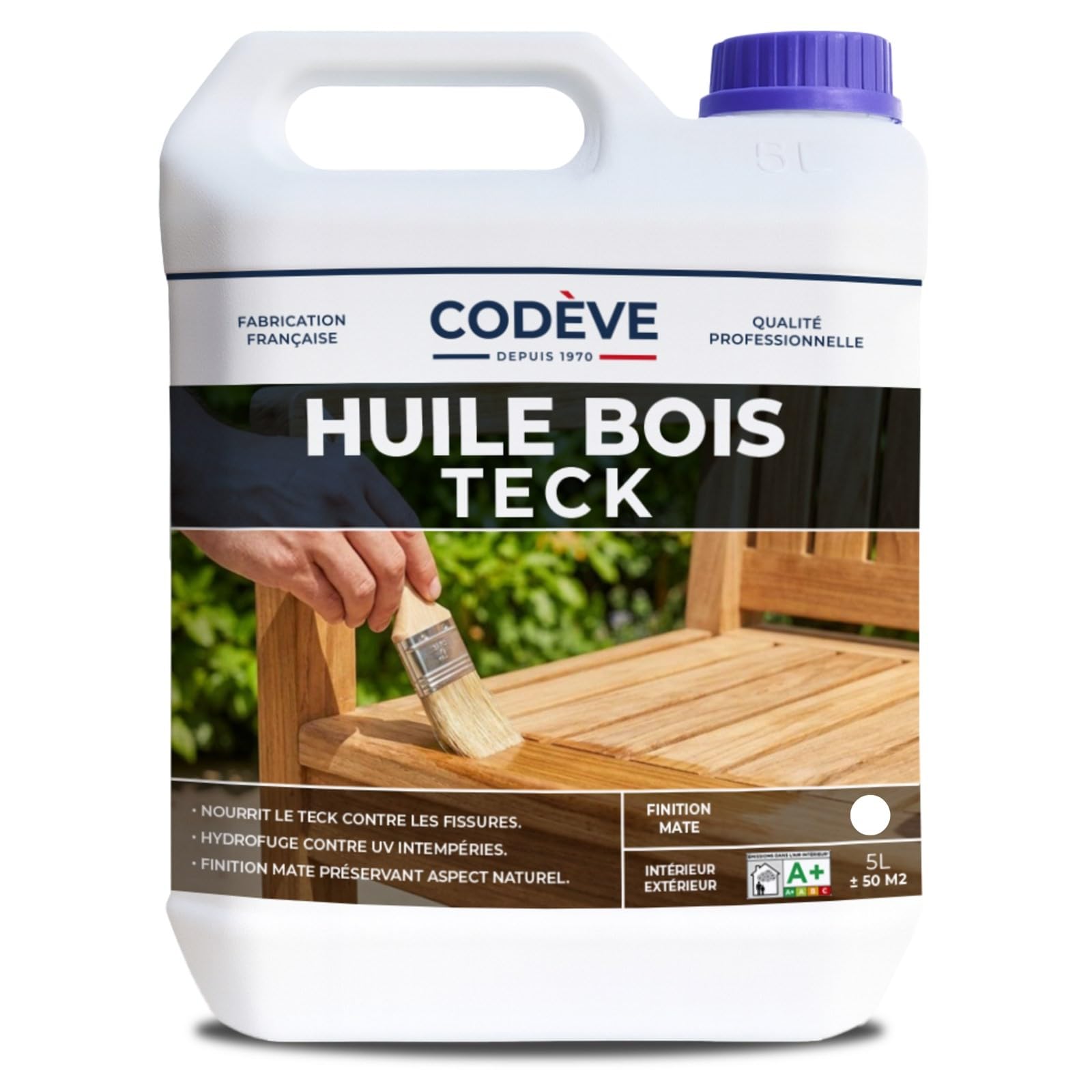 Huile Teck - Codeve Bois - 5L - Intérieur/extérieur - Incolore Pour La Protection D'un Meuble De Jardin, Sol Ou Terrasse Teck.