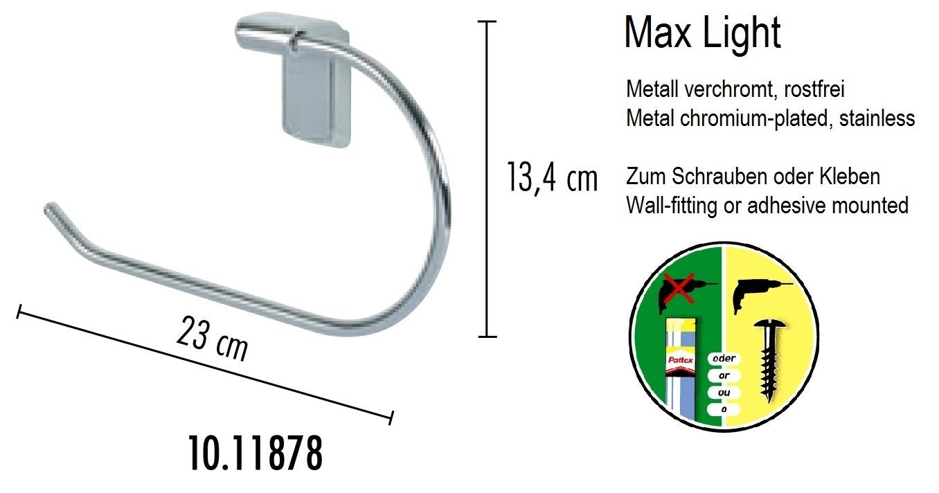 Max-Light Chrome C-Shape Towel Holder - Image 2