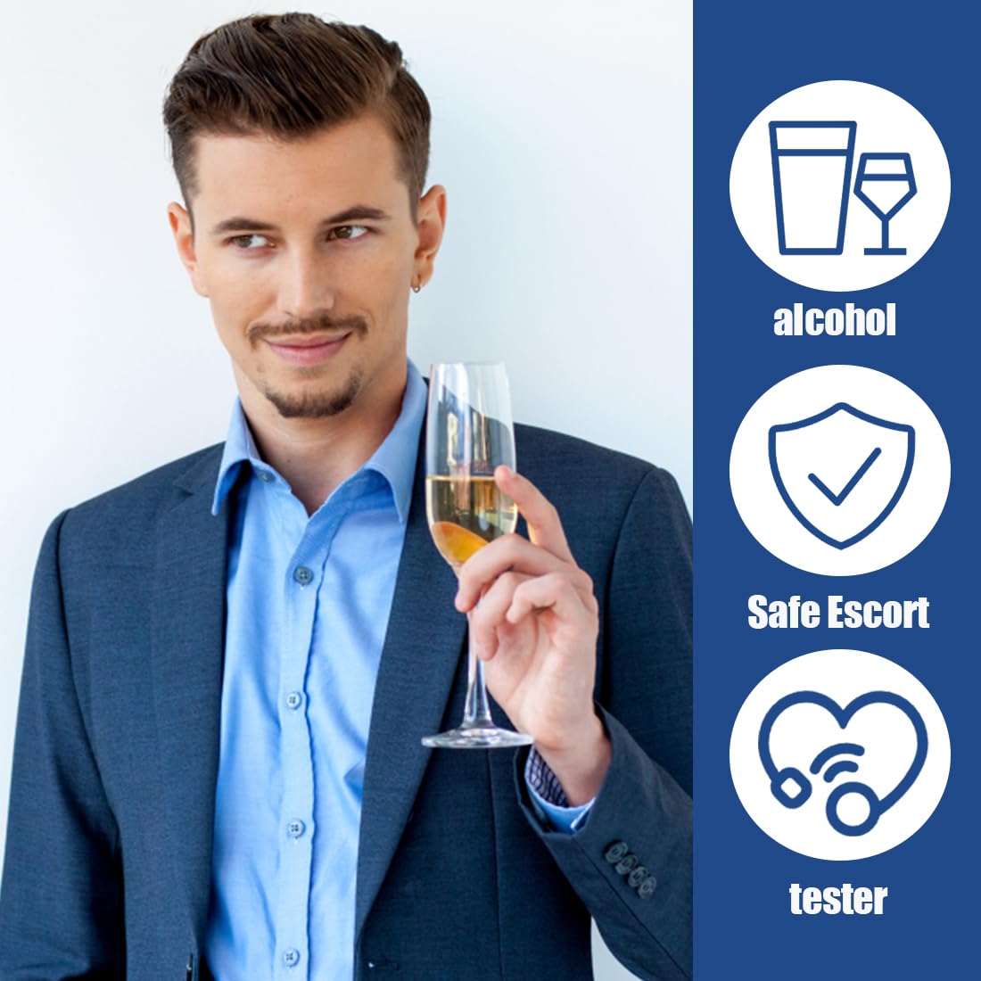 1 Pezzi Etilometro Portatile Professionale Alcoltest Certificato Uso Personale, Alcol Test Portatile, Alcoltester Digitale Precisa del Tasso Alcolemico Incluso 10pz Bocchini