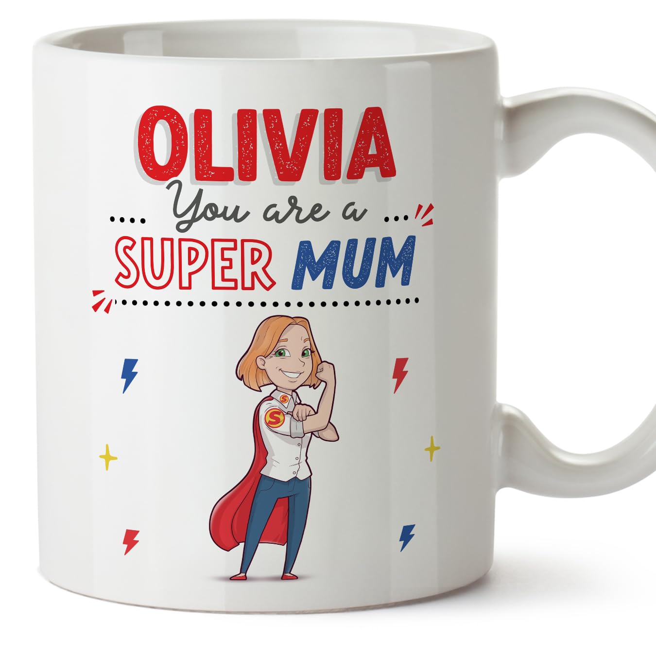 MUGFFINS Personalised Mug for Mother/Mum - in English - You are Super! - Funny Custom Gift - Ceramic 11oz Mug