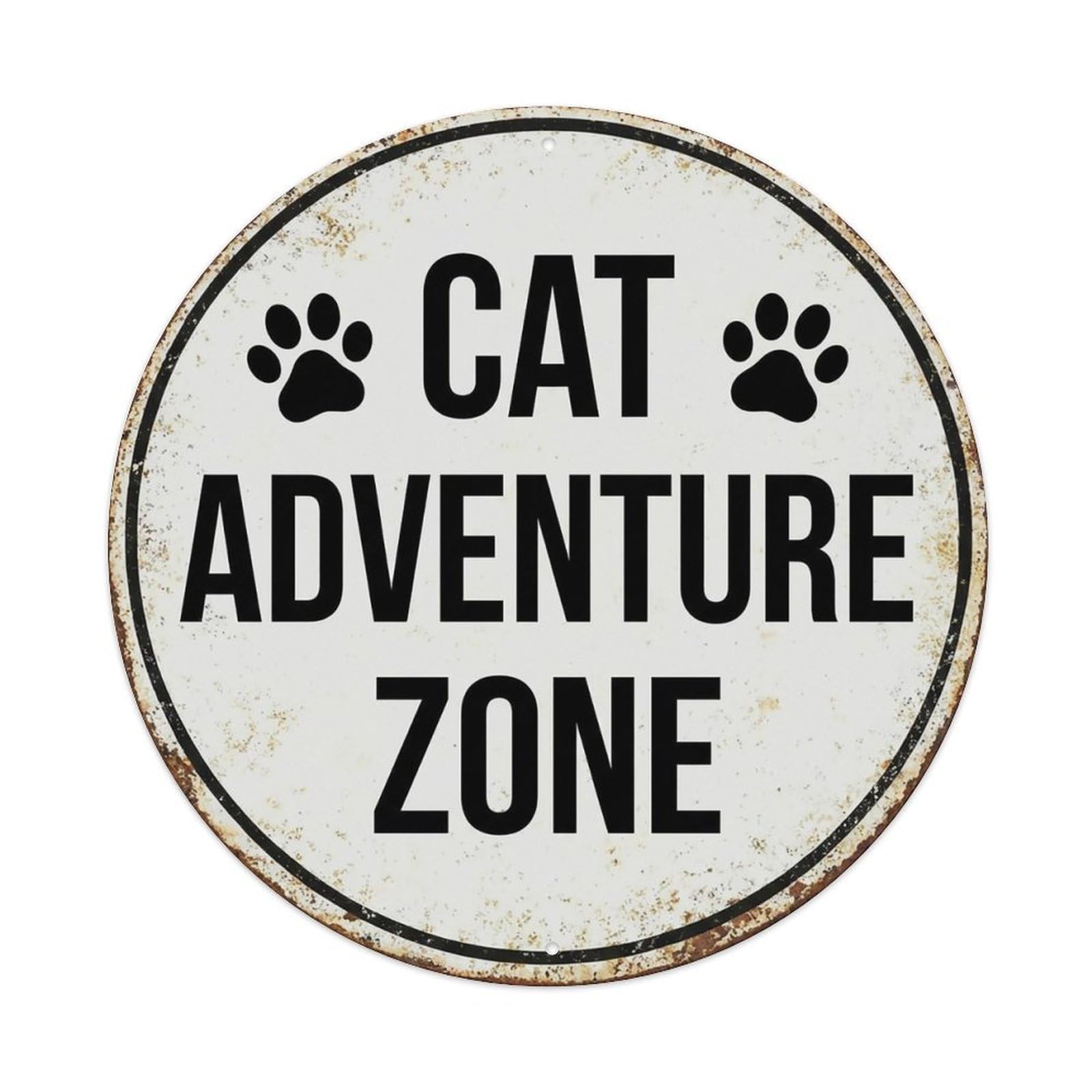 Vintage Cat Adventure Zone Area Vintage Metal Tin Sign Plaque Wall Decor for Cafe, Club Bar, Office, Garden Metal Poster 8x8Inch