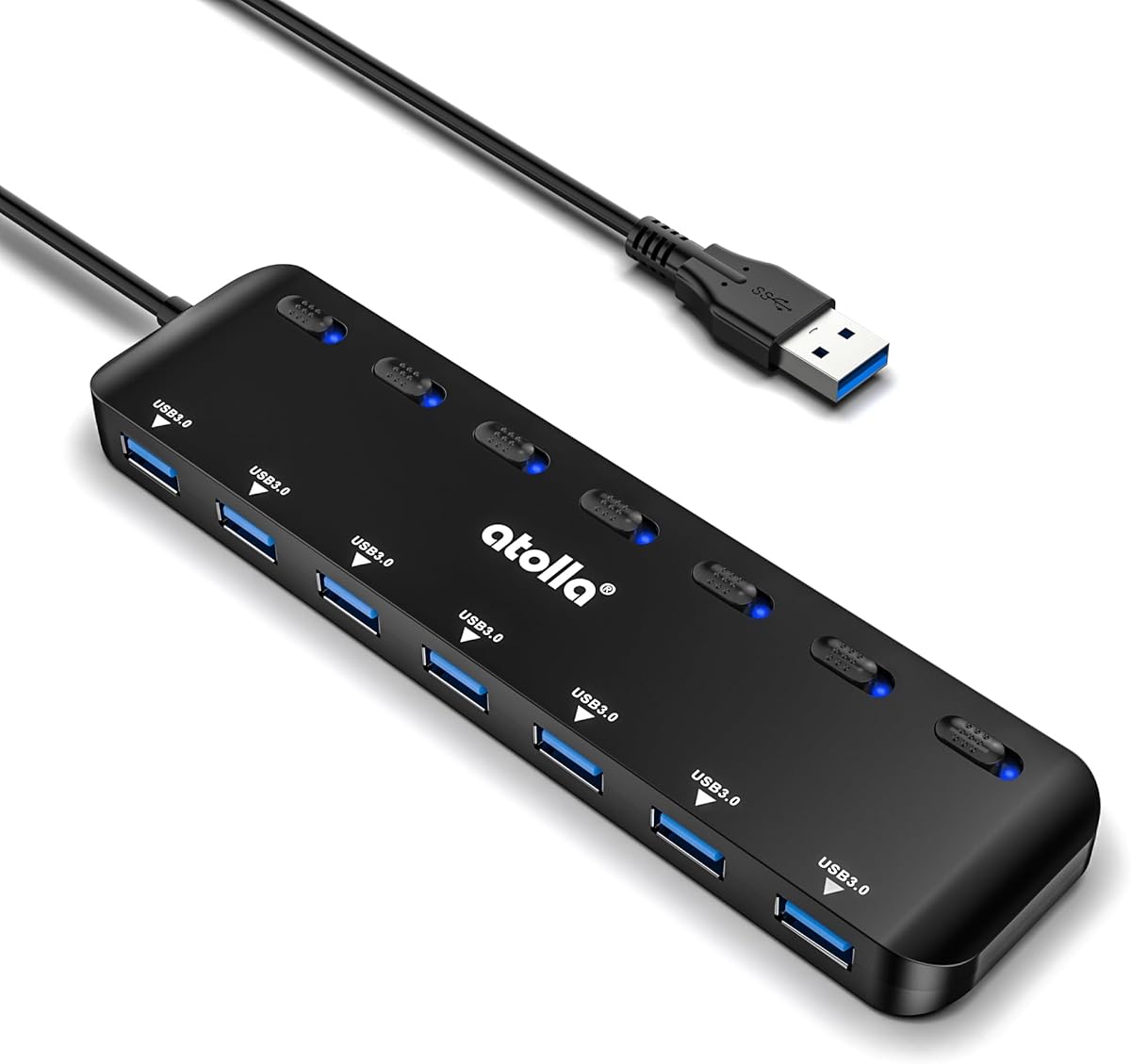 USB 3.0 Hub 4-Port with 5Gbps SuperSpeed Data, 2ft Extended Cable, Portable Splitter for Laptop, PC, MacBook, Keyboard, Mouse, Flash Drives – Plug & Play Multi-Device Expansion