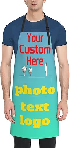 Delantales personalizados para hombres, añade tu nombre, logotipo, texto, imagen, delantal de cocina para hombre