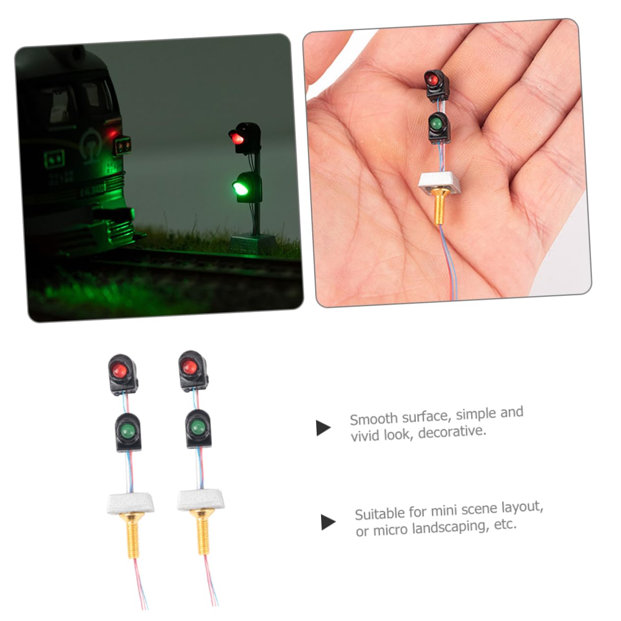 Angoily 2pcs Miniature Train Scenery Indicator Light Realistic Traffic Signal Models for DIY Layout