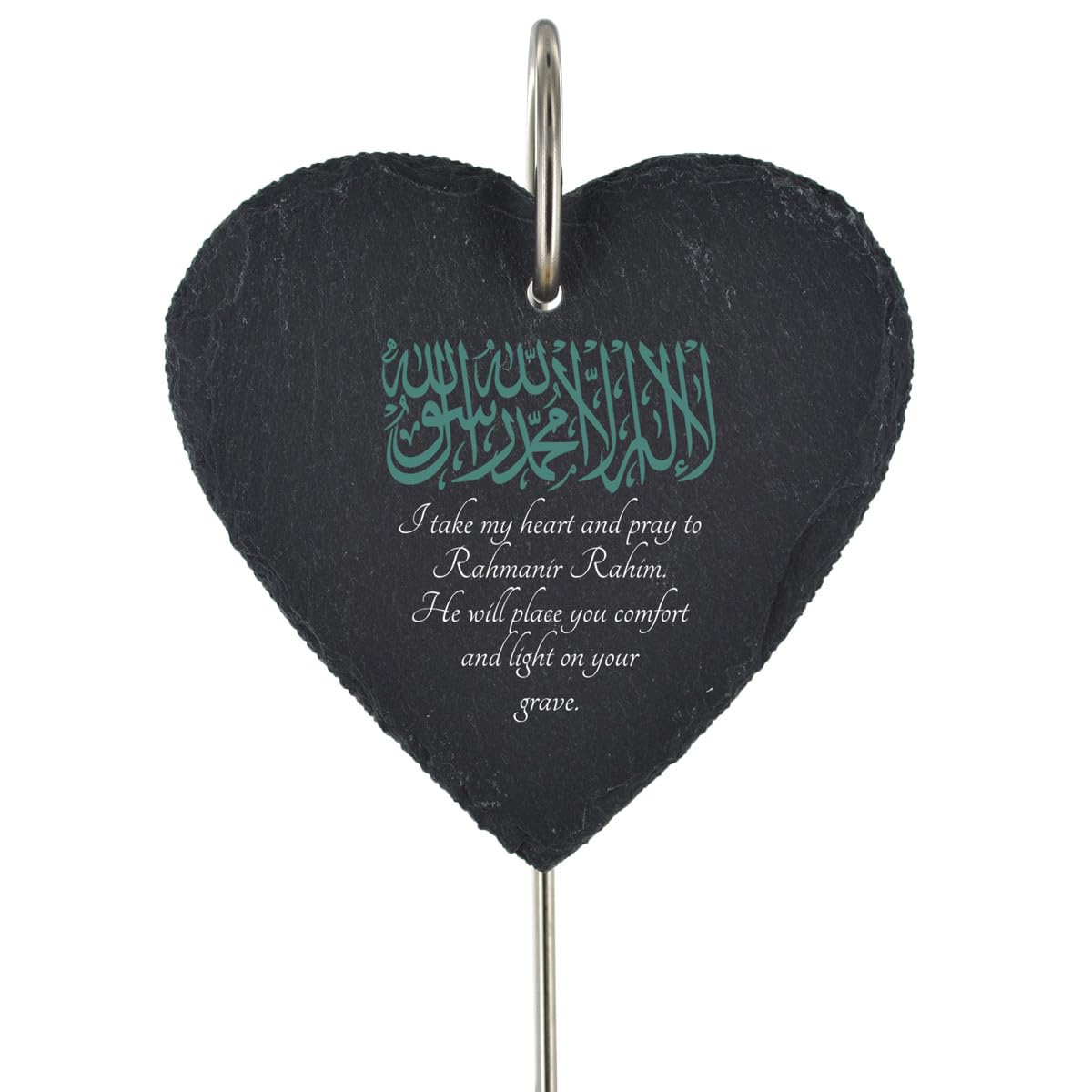 Islamic Grave Stick Marker Plaque Ornament Memorial Slate Heart Graveside Decor