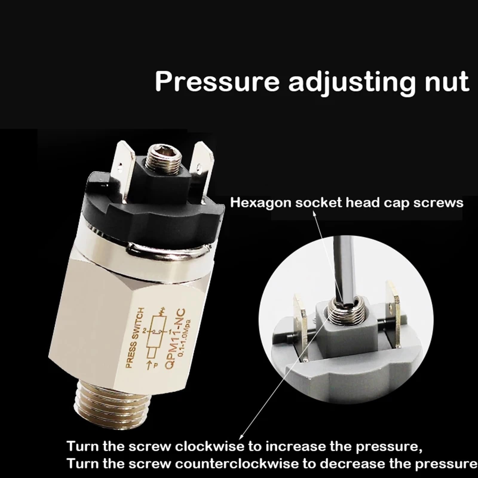 Compresseur d'air pneumatique réglable, pressostat QPM11-NO QPM11-NC 1/8 "1/4", 1 pièce (Color : QPM11-NC1)