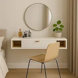 Penteadeira Suspensa com Portas e Nichos Versatta – Design Moderno e Tampo Amplo para Quarto ou Closet (Off White)