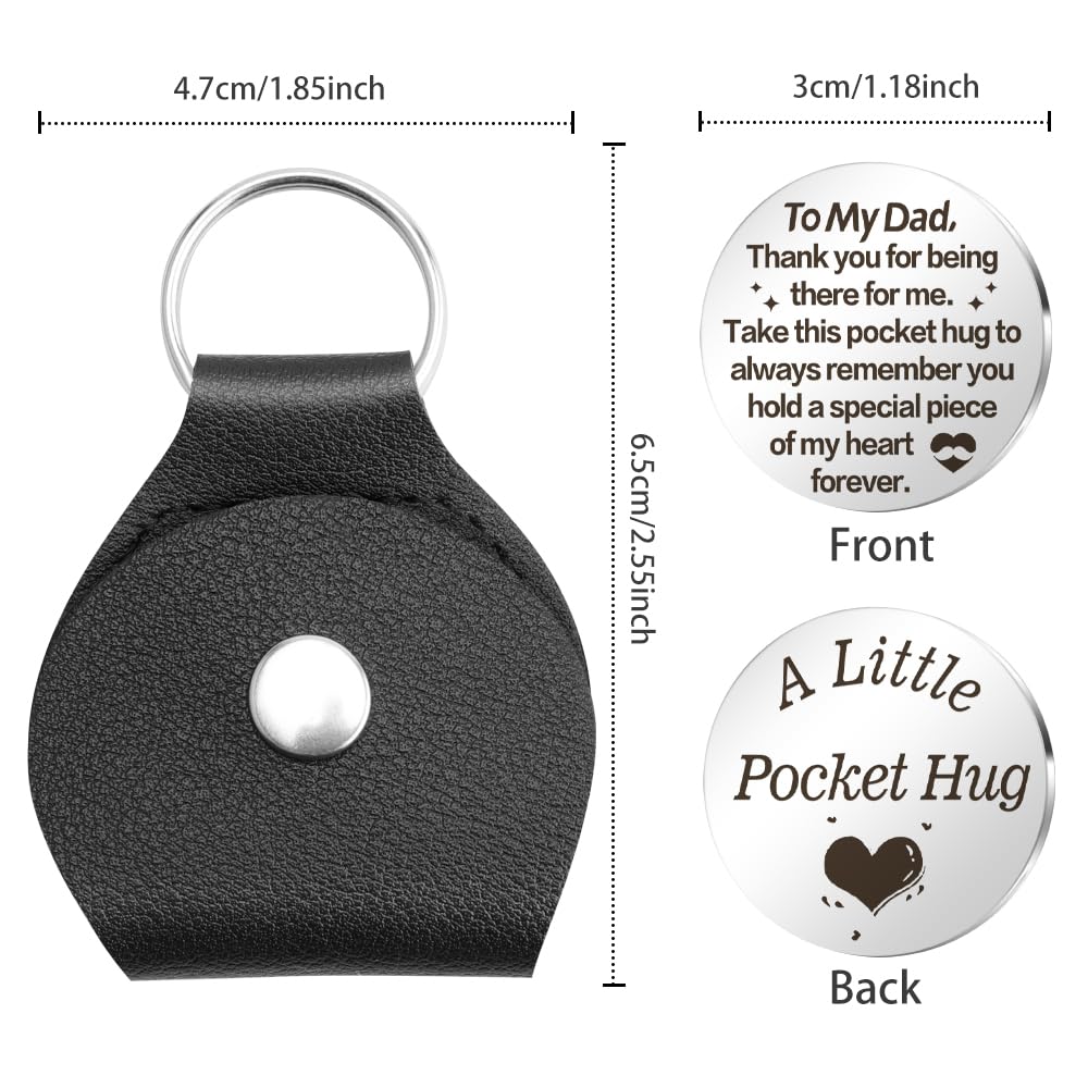 Pocket Hug Token Keychain Gifts for Dad - Thank You & Long Distance Gifts for Fathers Day & Christmas