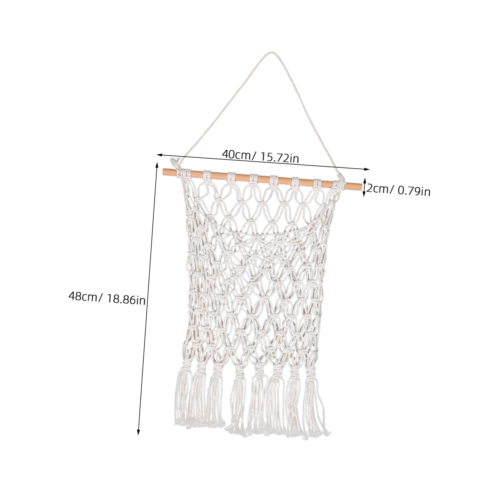 FONDOTIN Cotton Rope Woven Wall Hanging Storage Net Bag for Room Stylish Organizer for Books and Space Saving Design Cotton Rope Construction for Playrooms and Nurseries