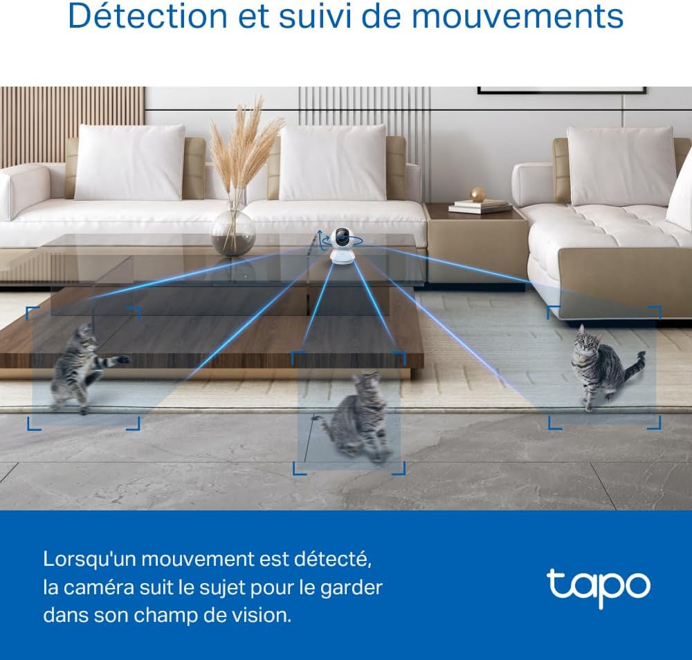 Tapo 3K(5MP) Caméra de Surveillance WiFi intérieure 360°, détection IA, Suivi Intelligent Sirène, Vision Nocturne, Audio bidirectionnel, Mode Privé, Compatible avec Alexa pour Bébé/Animaux C230 — vue 8