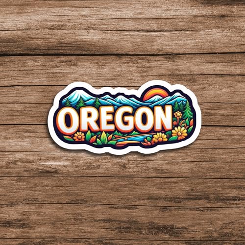 Image of Oregon State Sticker 5 Inch - Waterproof Vinyl Decal, Colorful Mountain Nature Graphic USA State Sticker for Laptop Water Bottle Car Window Bumper Truck Travel Souvenir