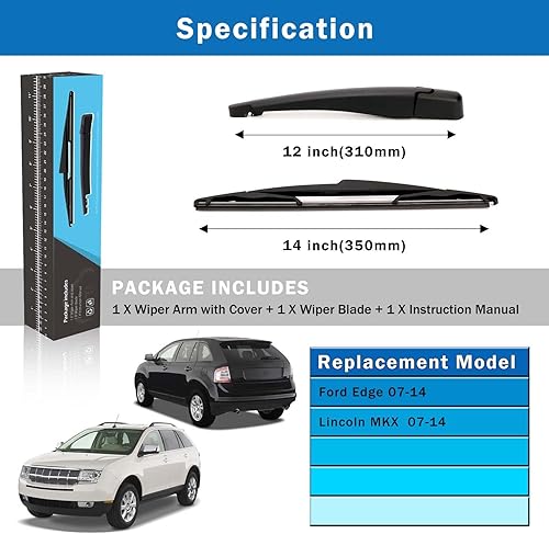 Miniatura 9 de WTI Juego de limpiaparabrisas trasero compatible con Ford Escape 2008-2012, compatible con Mazda Tribute 2008-2011, compatible con Mercury Mariner