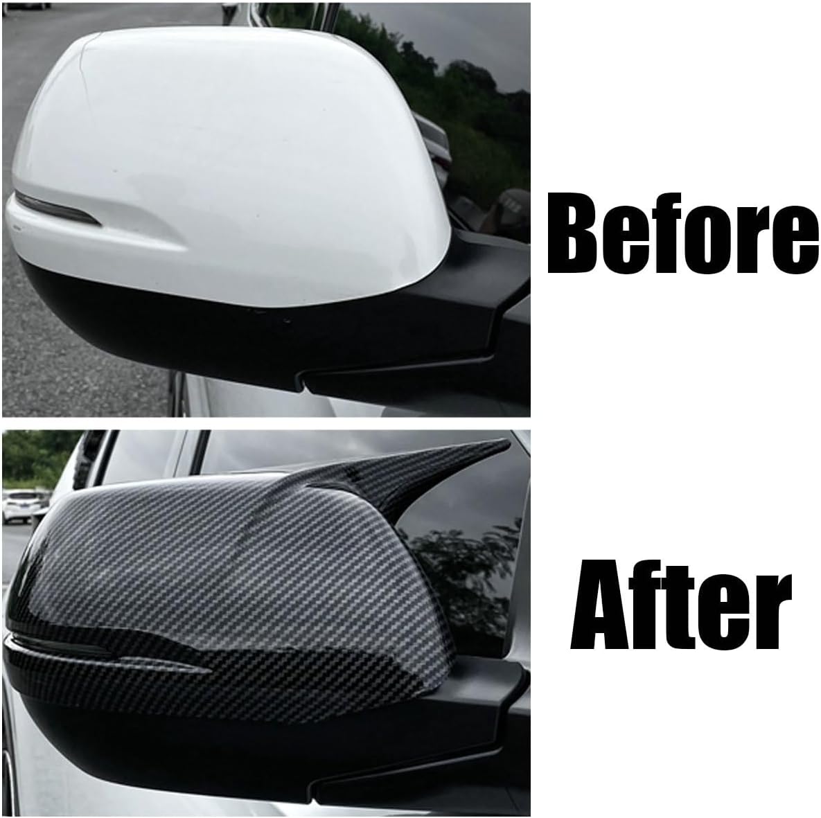 1 Pair Side Rear View Mirror Cover Horn OX Cap Carbon Fiber look Style Trim NEW for Honda CRV CR-V 2012 2013 2014 2015 2016 2017 2018 2019 2020 2021 Left Right