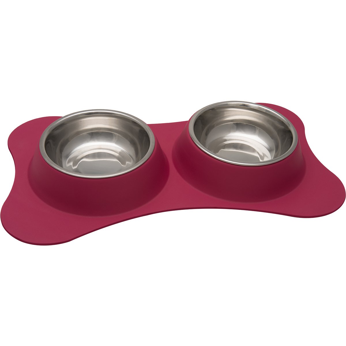 Loving Pets Bone Shaped Flex Diner for Dogs, Pomegranate Small