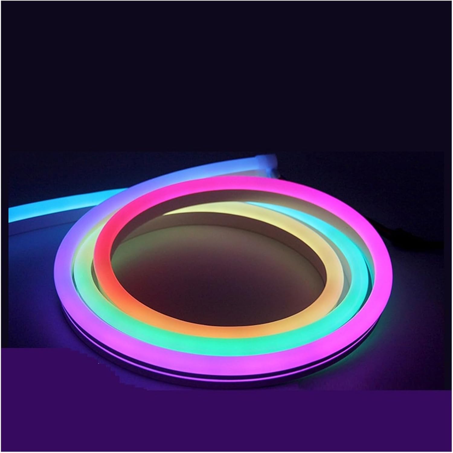 5 meters high brightness full color PVC light strip 1225 full color neon light strip 1020 indoor and outdoor KVT decorative atmosphere light fantasy color neon tube light strip ( Size : 12V-10*20MM )