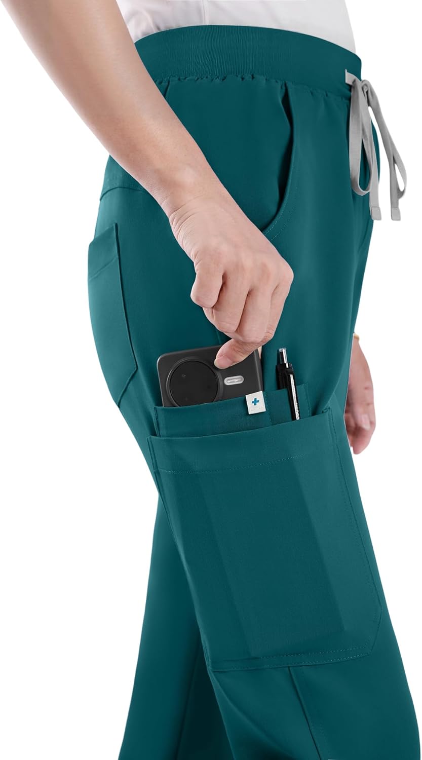Scrub Pants for Women - Straight Leg Medical Scrub Pants with 6 Pockets - Drawstring Soft Stretch Women Scrub Pant - Image 3