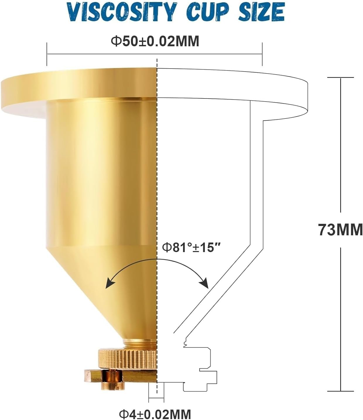 Vaso de flujo viscosímetro de 100 ml, probador de consistencia de barniz n.° 4, prueba precisa de viscosidad líquida con cronómetro, for revestimientos, tintas y pinturas.