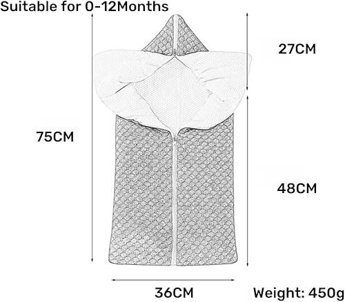 Miniatura 3 de LLmoway Manta de punto para bebé, saco de dormir de punto, manta para recibir, para niños recién nacidos, niñas de 0 a 12 meses, color gris