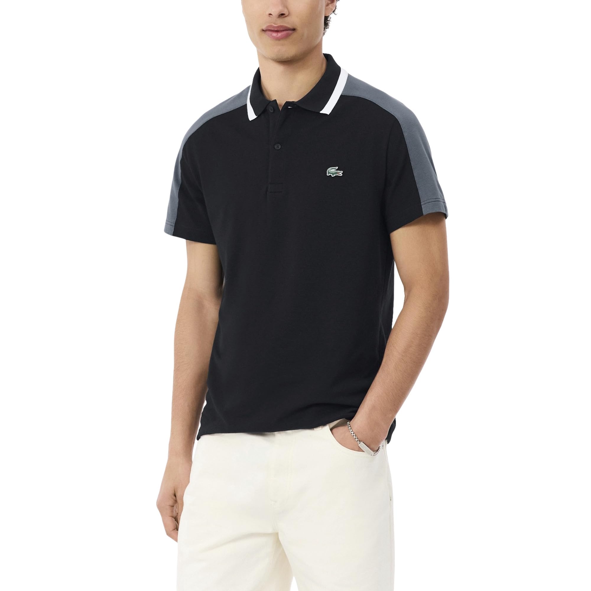 Men's Regular Fit Cotton Color Block Polo Shirt
