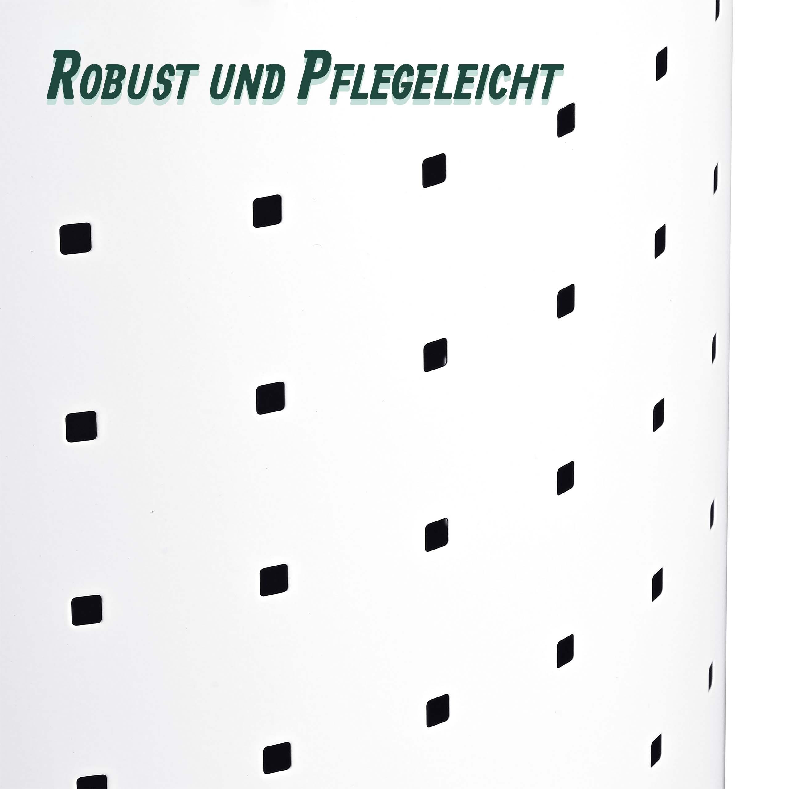 Relaxdays, Wäschekorb mit Deckel, Metall, 50 l, HxD: 57 x 35 cm, weiß/natur | Wäschesammler mit Löchern, Wäschebehälter