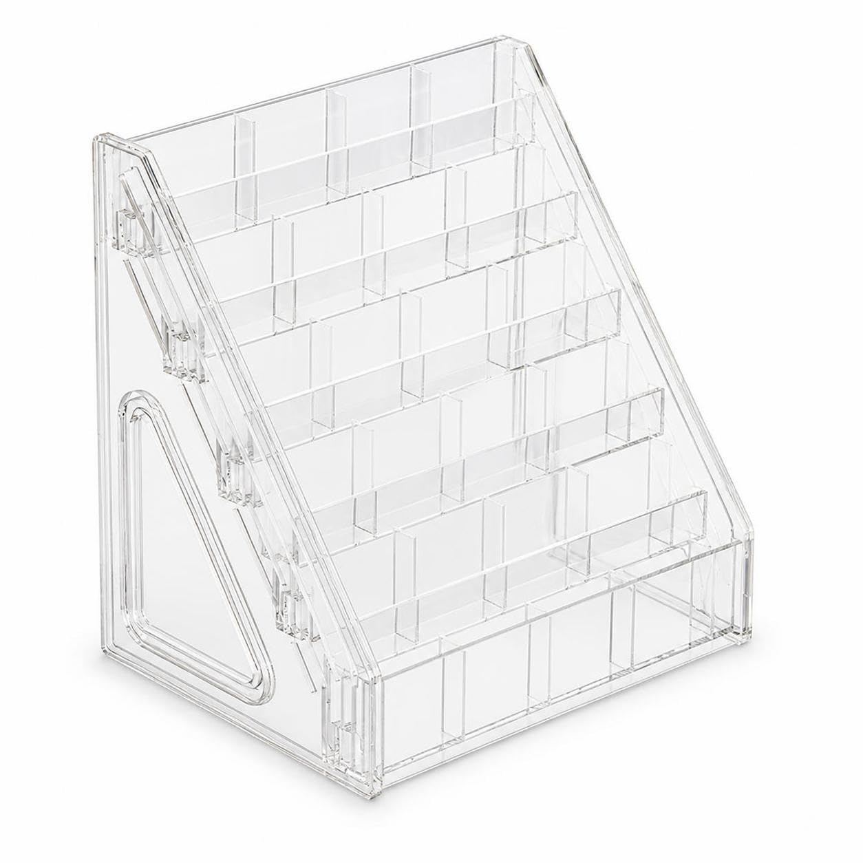 Organizador Escritorio Acrilico Transparente para Lapices con Compartimentos Multiples para Boligrafos Marcadores y Utiles Acuado para Oficina Estudio y Hogar, Transparente, 5 niveles/25 compart.