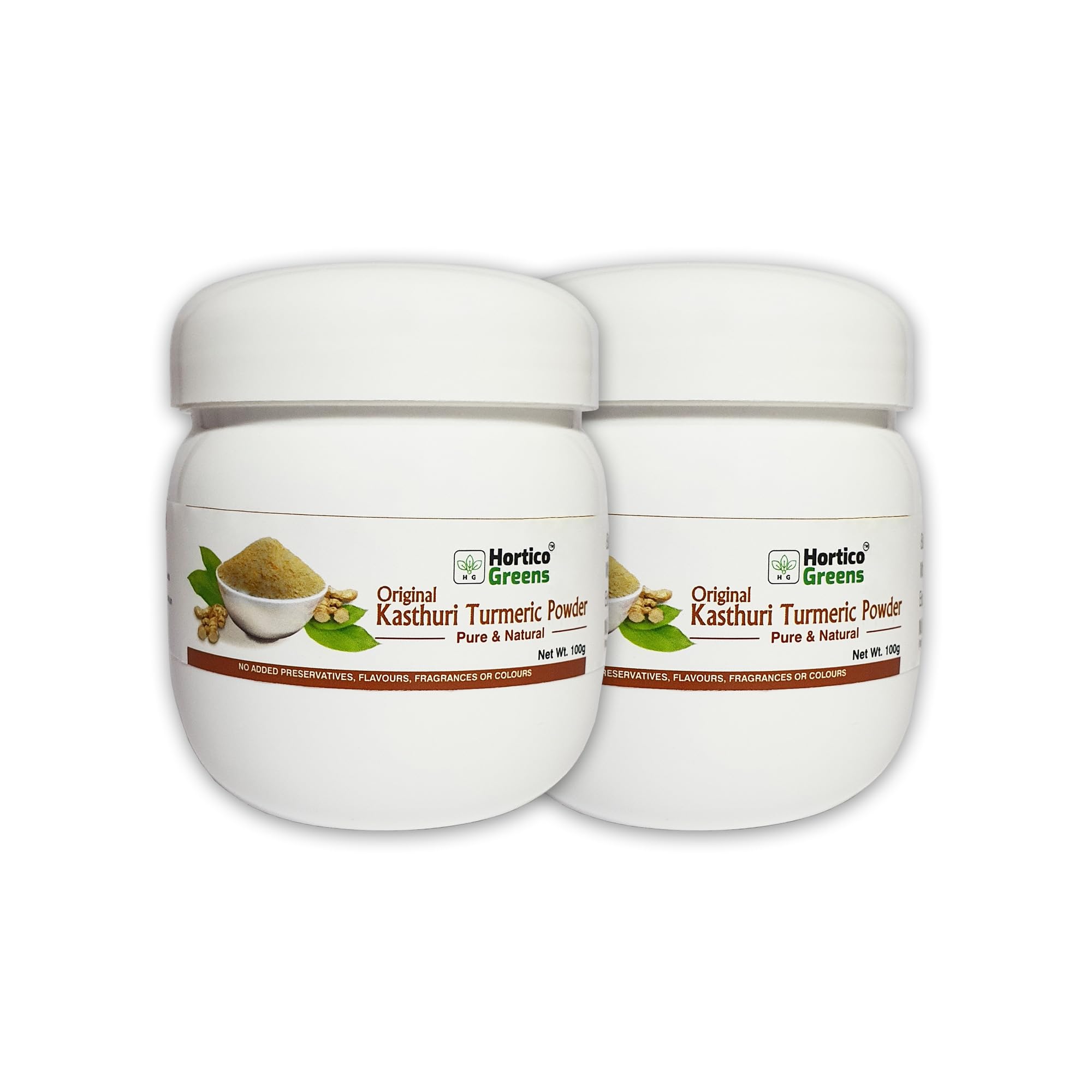 HorticoGreens Natural Haldi Kasturi Turmeric/Kasturi Manjal/Musk,Wild & White Turmeric/Jangli Haldi/Curcuma aromatica Powder | 100 Grams (100 gm pack of 2)