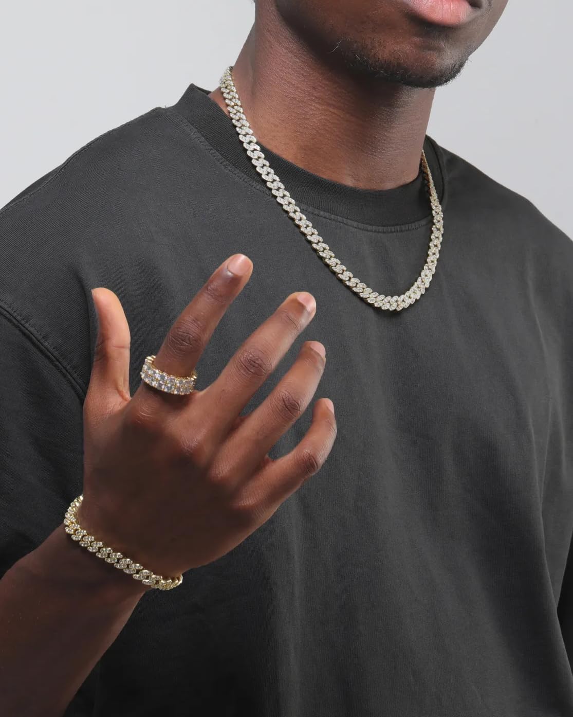 Iced Classic Spring Clasps 9mm Cuban Link Chain Necklace/Bracelet, Everlasting Shine 14k Gold/Silver Plated Diamond Choker, Prong-Setting 5A Cubic Zirconia Hip Hop Jewelry For Men Women with Gift Box