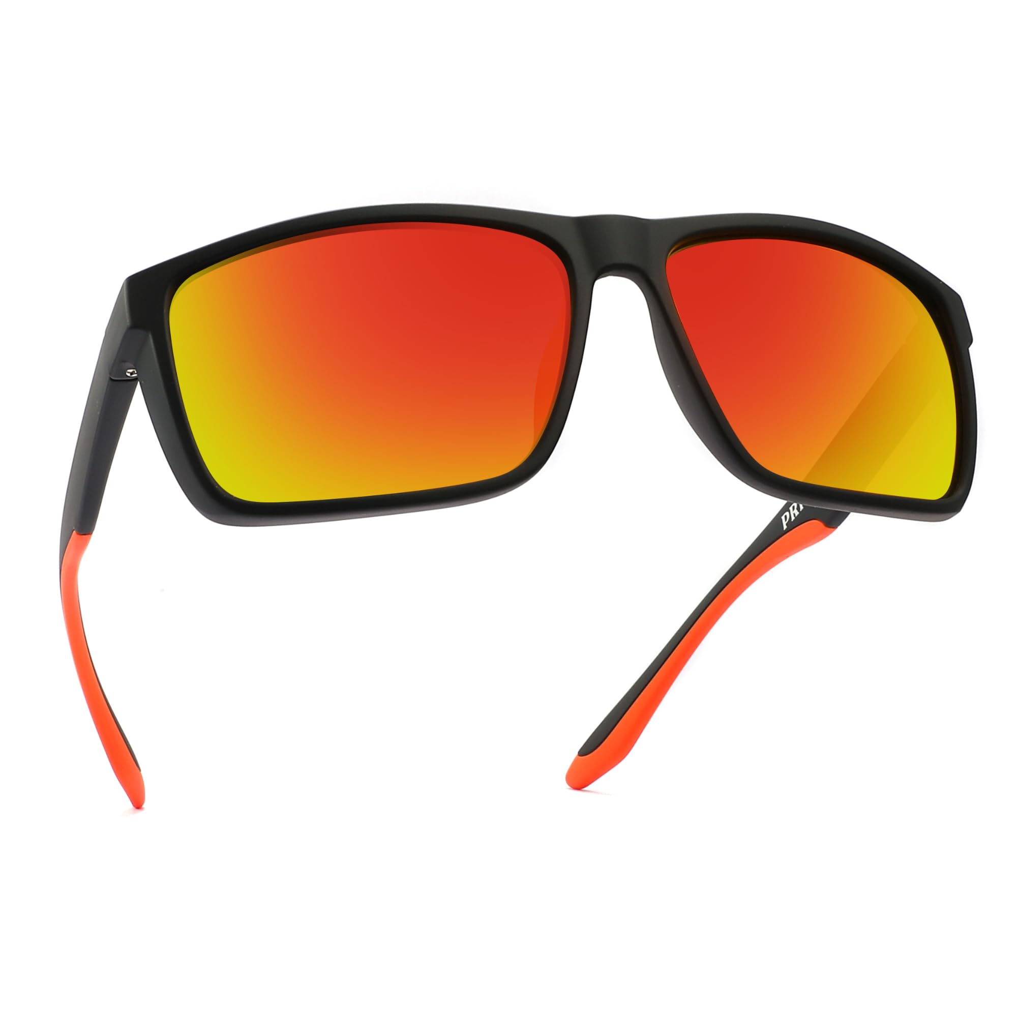 PRIVEL XXL Size Extra Large 159MM Sport Polarized Sunglasses for Big Wide Heads Men TR90 Outdoor Cycling Running Fishing, Rubber Black | Polarized Orange Mirror, Extra Large Fit
