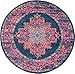 HomeRoots 100% Polypropylene 4??? Round Blue and Pink Medallion Area Rug
