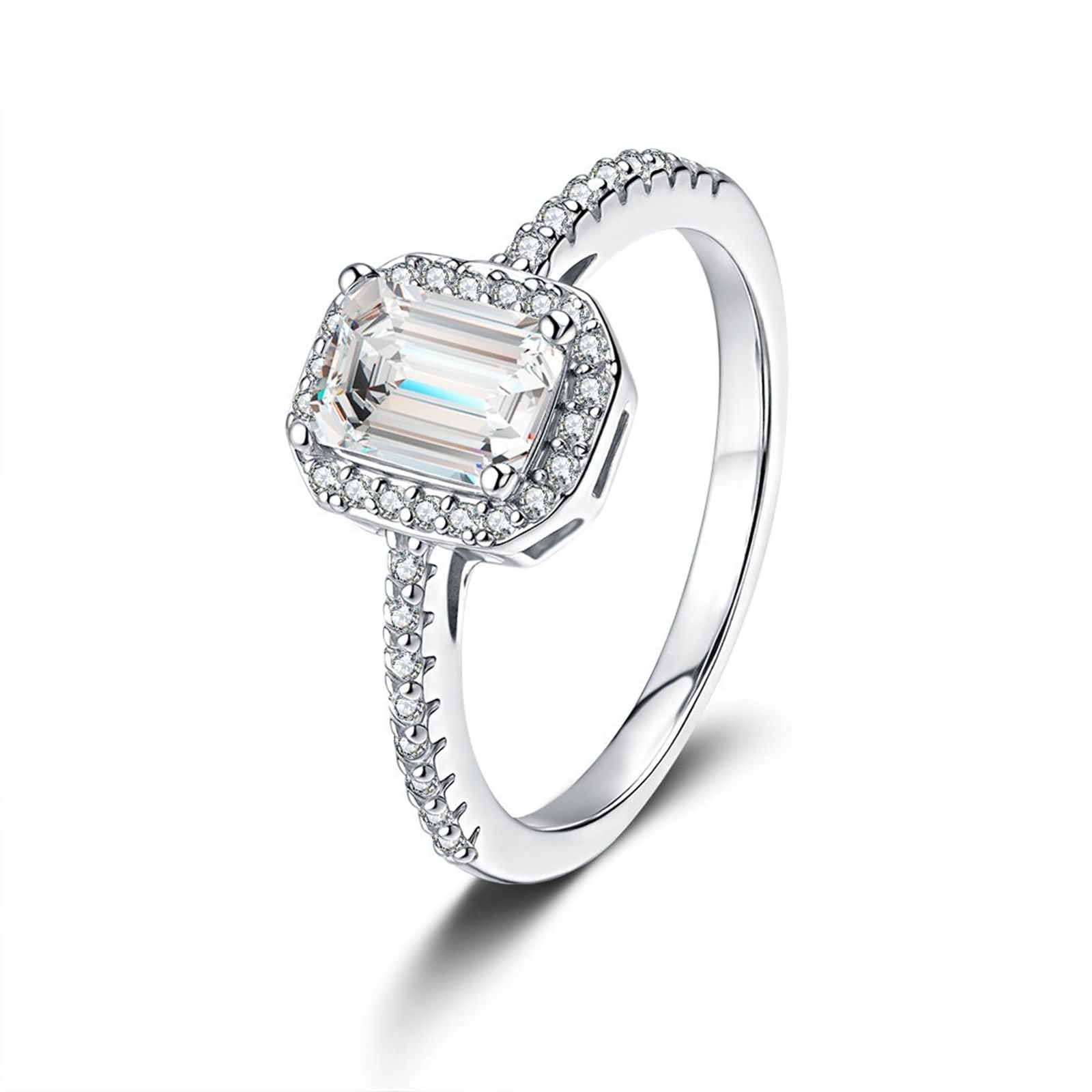 9K/14K/18K białe złoto Promise pierścionek, pierścionek zaręczynowy Moissanit biały