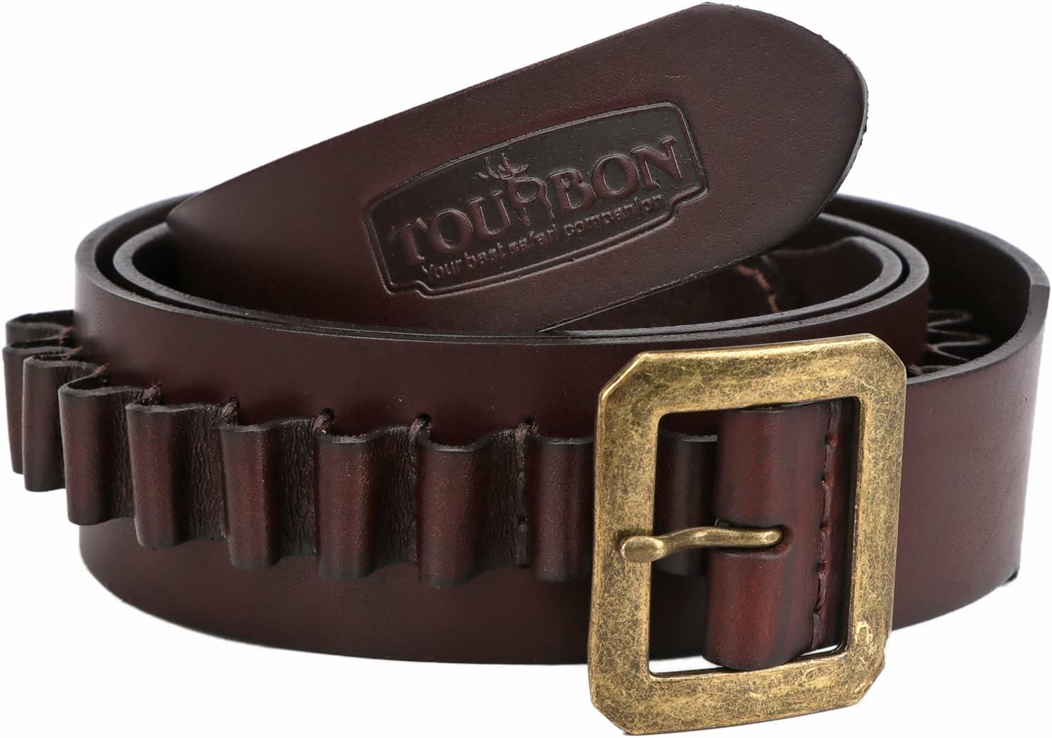 TOURBON Adjustable Leather Bandolier Pistol Cartridge Belt for 44/45 (52-inch Long)